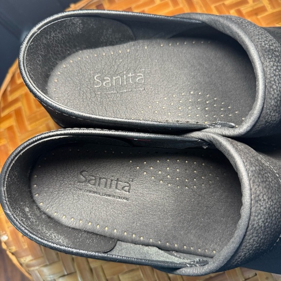 NWOB SANITA Professional Textured Oiled Clogs Leather Black EU 41/10 *never worn - Picture 6 of 11